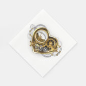 Steampunkherz mit Manometer Serviette (Ecke)