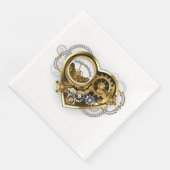 Steampunkherz mit Manometer Serviette (Ecke)