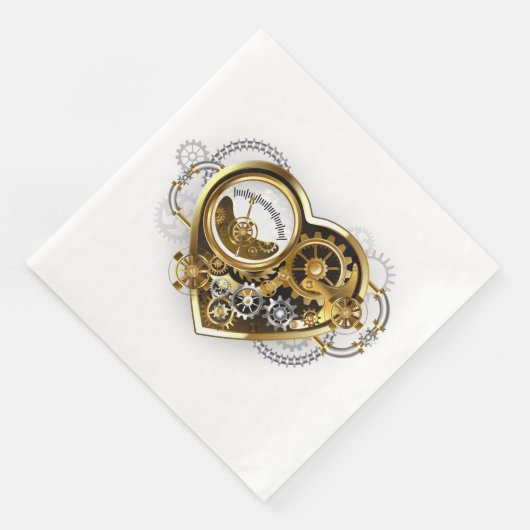 Steampunkherz mit Manometer Serviette (Ecke)
