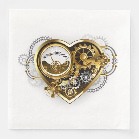 Steampunkherz mit Manometer Serviette (Vorderseite)