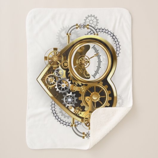 Steampunkherz mit Manometer Sherpadecke (Vorderseite)