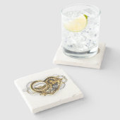 Steampunkherz mit Manometer Steinuntersetzer (Seitenansicht)