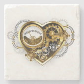 Steampunkherz mit Manometer Steinuntersetzer (Vorderseite)