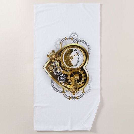 Steampunkherz mit Manometer Strandtuch (Vorderseite)