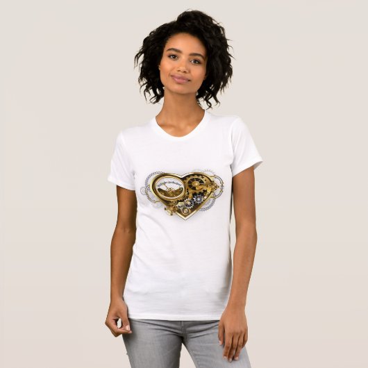 Steampunkherz mit Manometer T-Shirt (Vorne ganz)