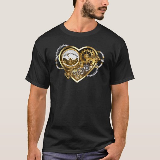 Steampunkherz mit Manometer T-Shirt (Vorderseite)
