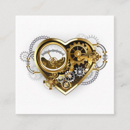 Steampunkherz mit Manometer Terminkarte (Vorderseite)