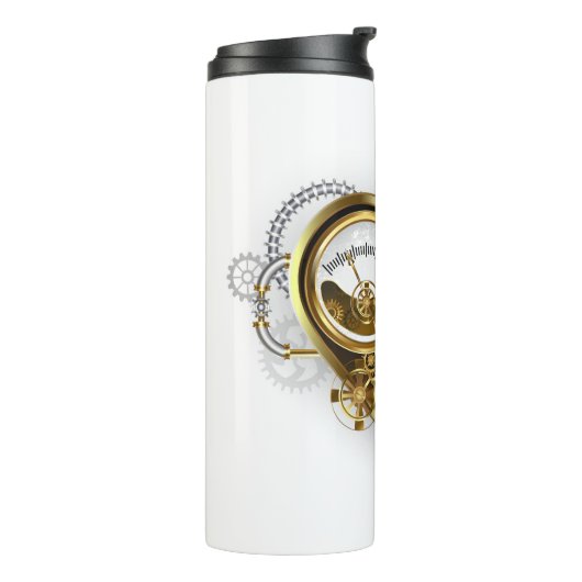 Steampunkherz mit Manometer Thermosbecher (Nach links gedreht)