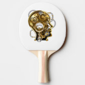 Steampunkherz mit Manometer Tischtennis Schläger (Rückseite)