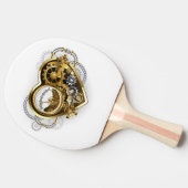 Steampunkherz mit Manometer Tischtennis Schläger (Seitenansicht)