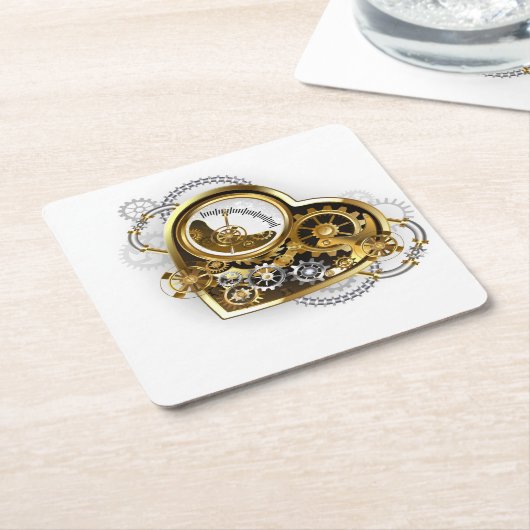 Steampunkherz mit Manometer Untersetzer (angewinkelt)