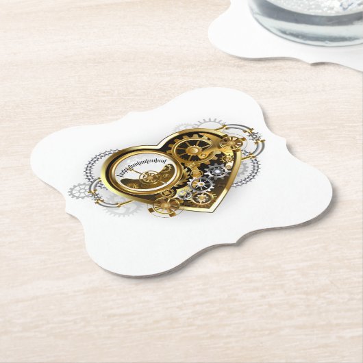 Steampunkherz mit Manometer Untersetzer (angewinkelt)