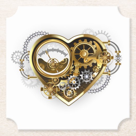 Steampunkherz mit Manometer Untersetzer (Vorderseite)