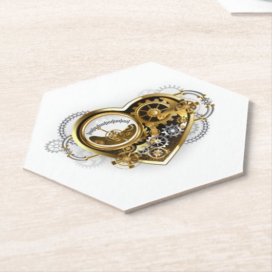 Steampunkherz mit Manometer Untersetzer (angewinkelt)