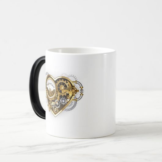 Steampunkherz mit Manometer Verwandlungstasse (Vorderseite Links)