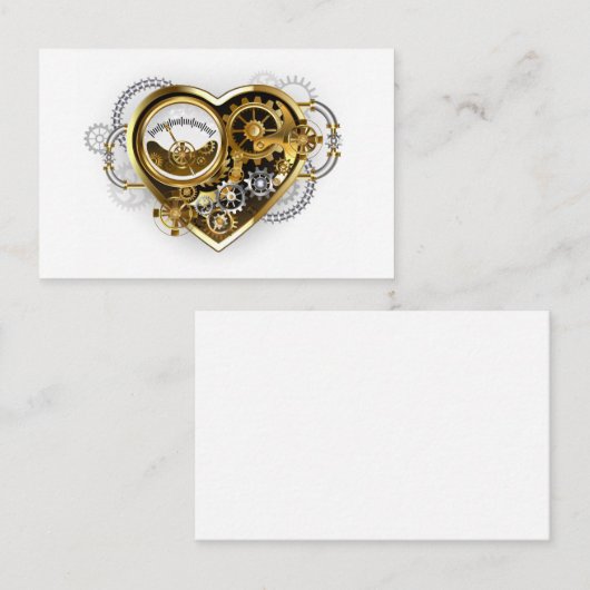 Steampunkherz mit Manometer Visitenkarte (Vorne/Hinten)