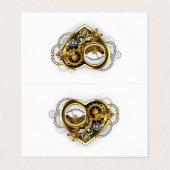 Steampunkherz mit Manometer Visitenkarten (Außenseite Aufgefaltet)