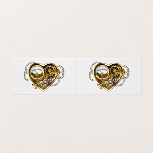 Steampunkherz mit Manometer Visitenkarten (Außenseite Aufgefaltet)