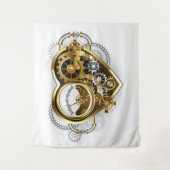 Steampunkherz mit Manometer Wandteppich (Vorderseite)