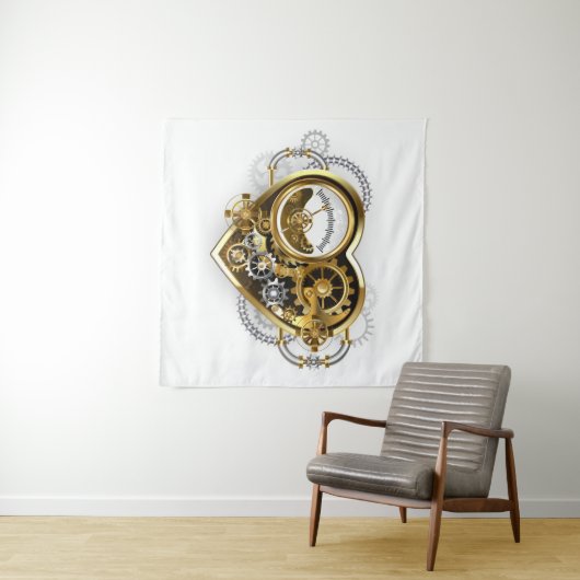 Steampunkherz mit Manometer Wandteppich (Beispiel (Horizontal))