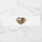 Steampunkherz mit Manometer Wasserflaschenetikett (Einzelnes Label)