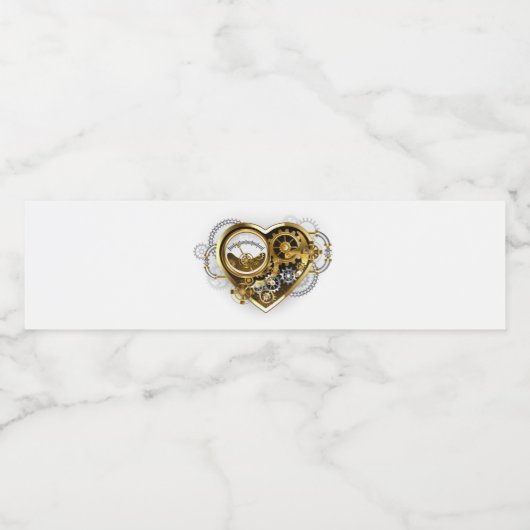 Steampunkherz mit Manometer Wasserflaschenetikett (Einzelnes Label)