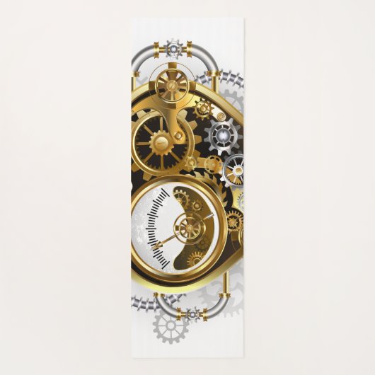 Steampunkherz mit Manometer Yogamatte (Rückseite)