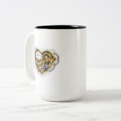 Steampunkherz mit Manometer Zweifarbige Tasse (Vorderseite Links)
