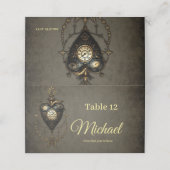 Steampunkherz Platzkarte (Außenseite Aufgefaltet)