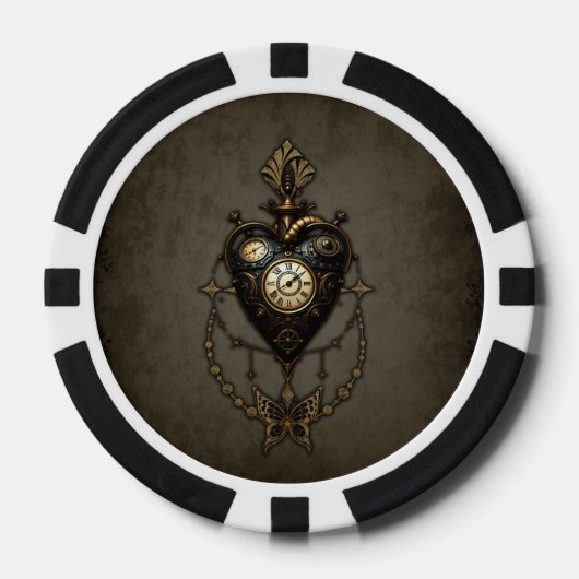 Steampunkherz Pokerchips (Vorderseite)
