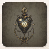Steampunkherz Rechteckiger Pappuntersetzer (Vorderseite)