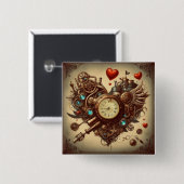 Steampunkherz/Valentinstag Button (Vorne & Hinten)