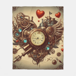 Steampunkherz/Valentinstag Fleecedecke
