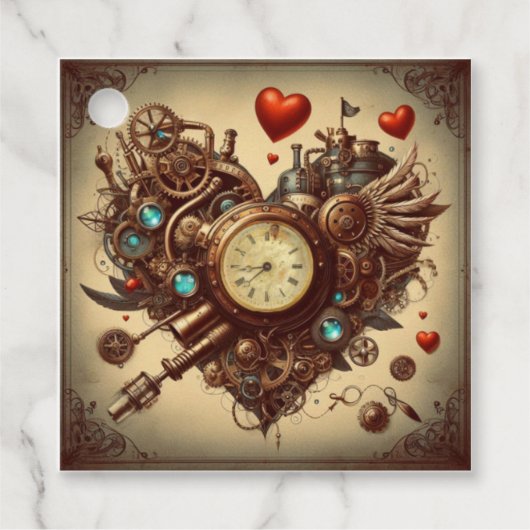 Steampunkherz/Valentinstag Geschenkanhänger (Vorderseite)