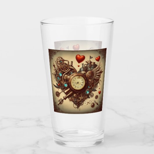 Steampunkherz/Valentinstag Glas (Vorderseite)