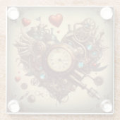 Steampunkherz/Valentinstag Glasuntersetzer (Rückseite)