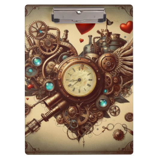 Steampunkherz/Valentinstag Klemmbrett (Vorderseite)