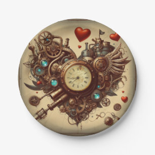 Steampunkherz/Valentinstag Pappteller
