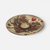 Steampunkherz/Valentinstag Pappteller (Schrägansicht)