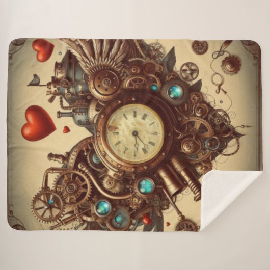 Steampunkherz/Valentinstag Sherpadecke (Vorderseite (Horizontal))