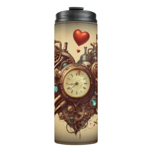 Steampunkherz/Valentinstag Thermosbecher (Vorderseite)