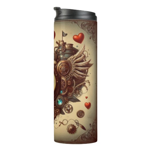 Steampunkherz/Valentinstag Thermosbecher (Nach rechts gedreht)