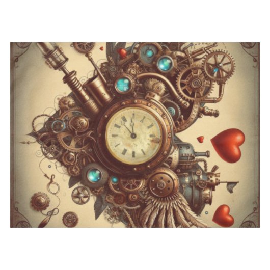 Steampunkherz/Valentinstag Tischdecke (Vorderseite (Horizontal))