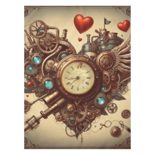Steampunkherz/Valentinstag Tischdecke (Vorderseite)