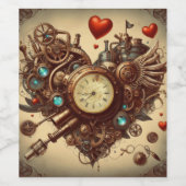 Steampunkherz/Valentinstag Weinetikett (Einzelnes Label)