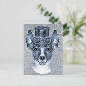 Steampunkhund auf Vintagem Text Postkarte (Stehend Vorderseite)