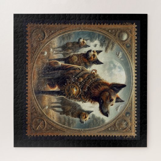 Steampunkhunde auf der Jagd Puzzle (Horizontal)