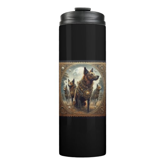 Steampunkhunde auf der Jagd Thermosbecher (Vorderseite)