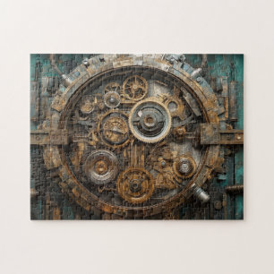 Steampunkinneres Arbeiten mit großer Uhr Puzzle