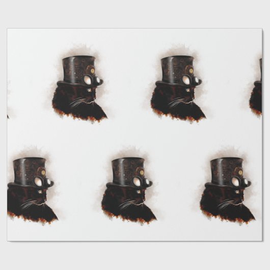 Steampunkkatze Geschenkpapier (Flach)